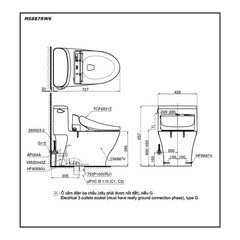 Bàn cầu một khối TOTO MS887RW6 kèm nắp rửa điện tử WASHLET