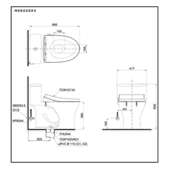 Bàn cầu một khối nắp cơ TOTO MS855DE4
