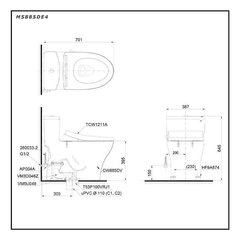 Bàn cầu một khối nắp cơ TOTO MS885DE4