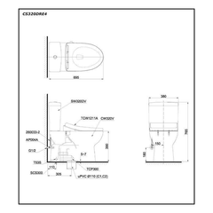 Bàn cầu TOTO CS320DRE4 hai khối nắp cơ