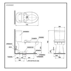 Bàn cầu TOTO CS350DE2 hai khối nắp cơ