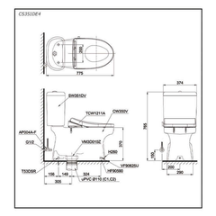 Bàn cầu TOTO CS351DE4 hai khối nắp cơ