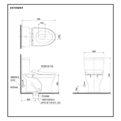 Bàn cầu TOTO CS735DE4 hai khối nắp cơ