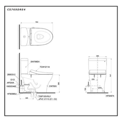 Bàn cầu TOTO CS769DRE4 hai khối nắp rửa cơ