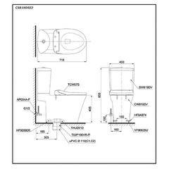 Bàn cầu TOTO CS819DSE2 hai khối nắp cơ