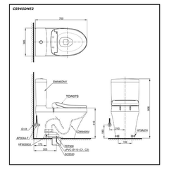 Bàn cầu TOTO CS945DNE2 hai khối nắp cơ