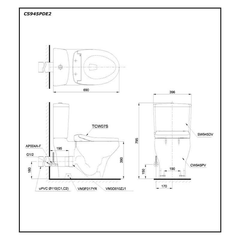 Bàn cầu TOTO CS945PDE2 hai khối nắp cơ
