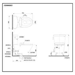 Bàn cầu TOTO CS986GE2 hai khối nắp cơ