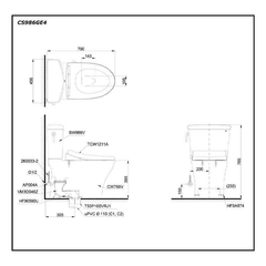 Bàn cầu TOTO CS986GE4 hai khối nắp rửa cơ