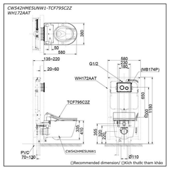 Bàn cầu TOTO CW542HME5UNW1/TCF795C2Z/WH172AAT nắp rửa WASHLET