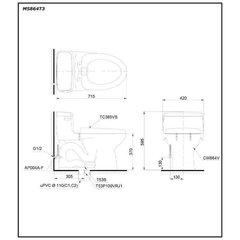 Bàn Cầu TOTO MS864T3 một khối nắp đóng êm TC385VS