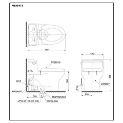 Bàn Cầu TOTO MS884T3 một khối nắp đóng êm TC385VS