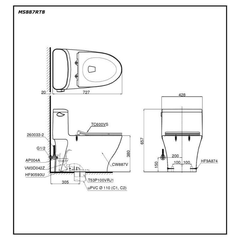 Bàn Cầu TOTO MS887RT8 một khối nắp đóng êm TC600VS