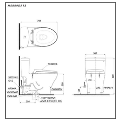 Bàn Cầu TOTO MS889DRT2 một khối nắp đóng êm TC393VS