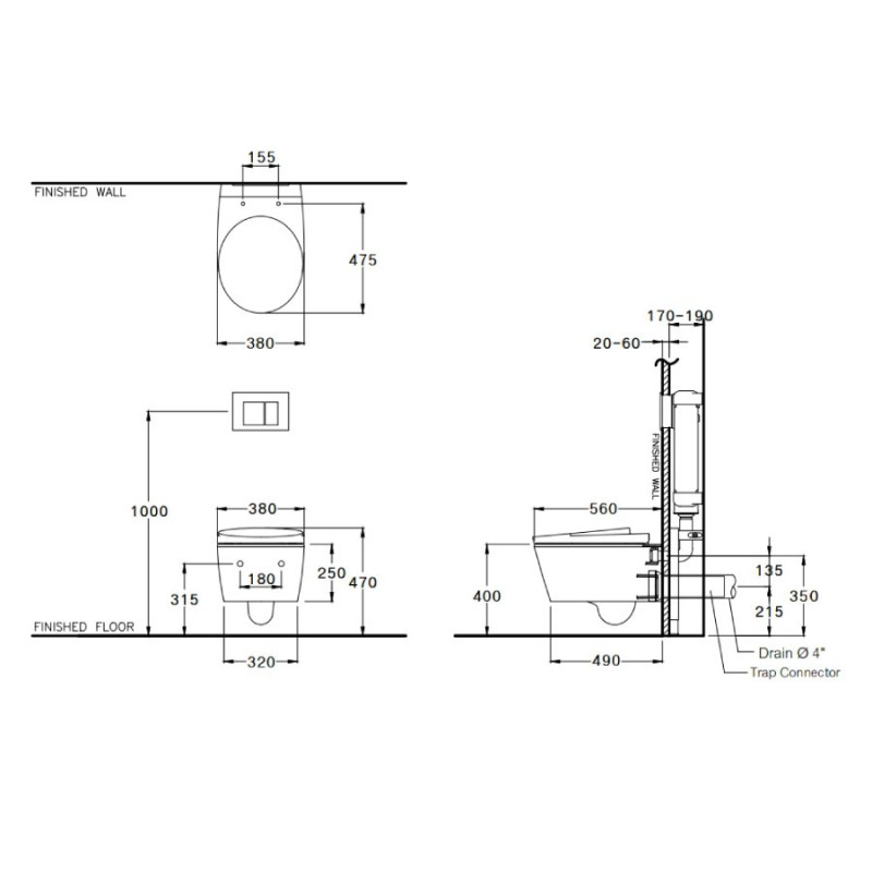 Bàn cầu treo tường nắp đóng êm Cotto SC19517(F)
