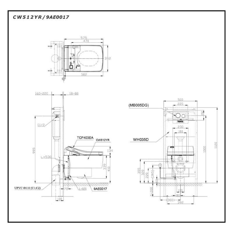 Bàn cầu treo tường RENESSE CW512YR/9AE0017/TCF403EA