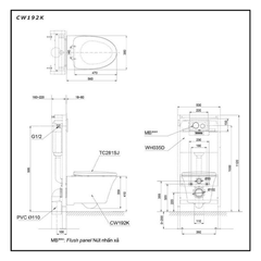 Bàn cầu treo tường TOTO CW192K/TC281SJ