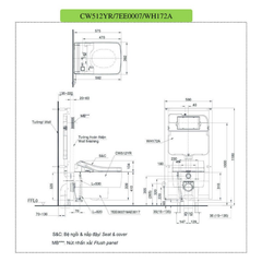 Bàn cầu treo tường TOTO CW512YR/7EE0007/TC501CVK