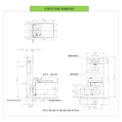 Bàn cầu treo tường TOTO CW512YR/7EE0007/TC501CVK