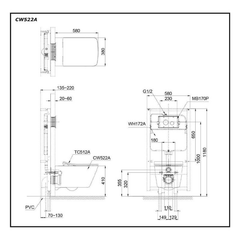 Bàn cầu treo tường TOTO CW522A/WH172A/TC512A/MB171M#SS
