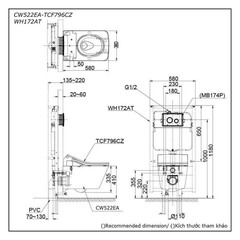 Bàn cầu treo tường TOTO CW522EA/TCF796CZ/WH172AT/MB171M#SS