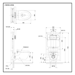 Bàn cầu treo tường TOTO CCW812RA/WH172A/TCF4911Z/MB170P#SS