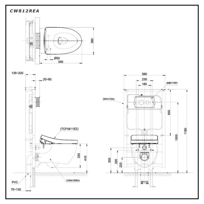 Bàn cầu treo tường TOTO CW812REA/TCF4911EZ/WH172AT/TCA465/MB174P#SS