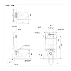 Bàn cầu treo tường TOTO CW822RA/WH172A/TC385VS/MB170P#SS