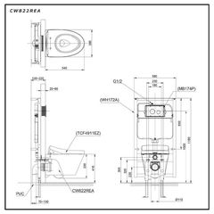 Bàn cầu treo tường TOTO CW822REA/TCF4911EZ/WH172AAT/TCA464/MB170P#SS