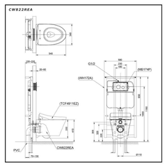 Bàn cầu treo tường TOTO CW822REA/TCF4911EZ/WH172AT/TCA465/MB170P#SS