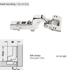 Bản lề giảm chấn Hafele 110° Lọt lòng 311.01.502