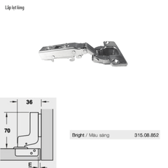 Bản lề giảm chấn Hafele cho gỗ dày 25mm lọt lòng 315.08.852
