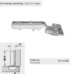 Bản lề Häfele không bật Trùm ngoài 315.18.300