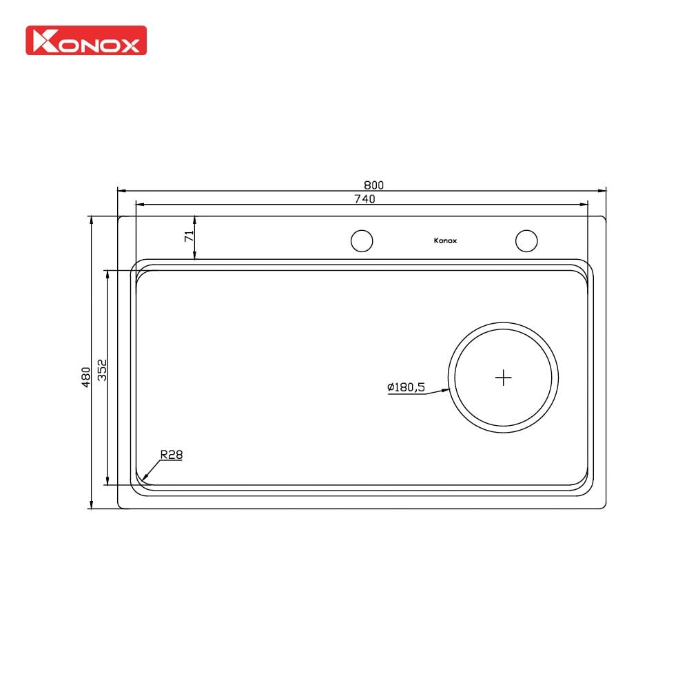 Chậu rửa bát Konox KN8048TS Dekor 1 hố chống xước Workstation Sink