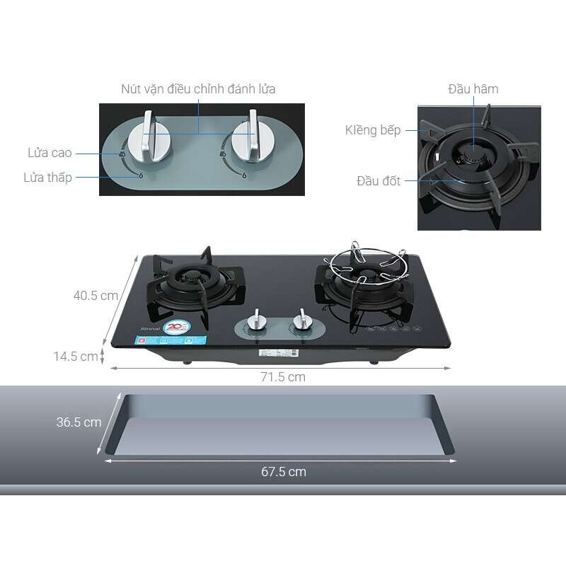 Bếp ga âm Rinnai RVB-220G(BG)