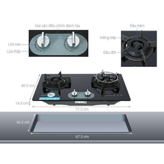 Bếp ga âm Rinnai RVB-220G(BG)