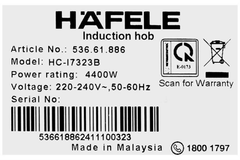 Bếp từ Hafele HC-I7323B 536.61.886 2 vùng nấu