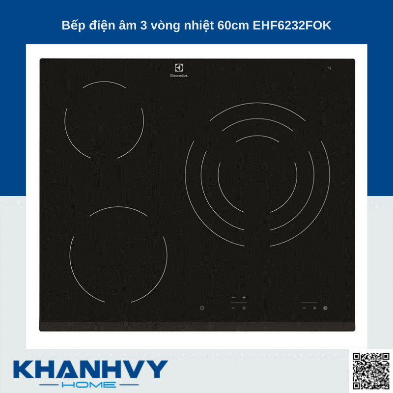 Bếp điện Electrolux EHF6232FOK 3 vòng nhiệt 60cm