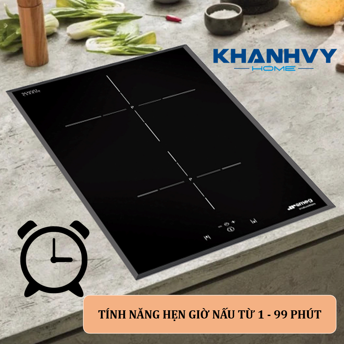 Bếp từ SMEG Domino SI5322B 536.04.200 sở hữu tính năng hẹn giờ nấu từ 1 - 99 phút, giúp bạn nấu nướng tiện lợi
