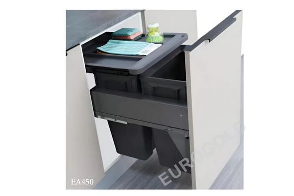 Thùng rác âm tủ ray hộp giảm chấn cao cấp Eurogold EA450