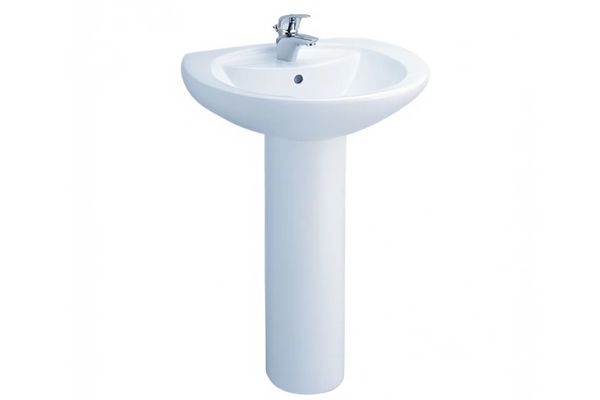 Chậu lavabo Cotto C0107/C411 treo tường chân dài