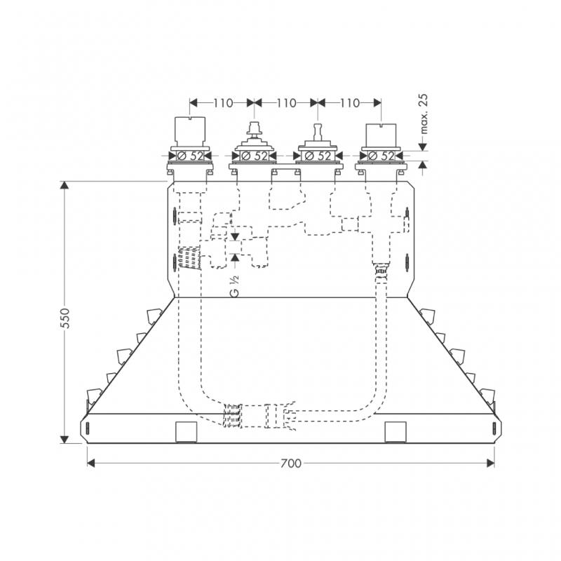 Bộ âm cho bộ trộn bồn tắm 4 lỗ Hansgrohe 589.55.966