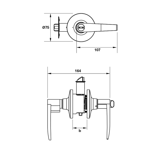 Bộ khóa tay nắm cửa toilet Hafele 489.10.174