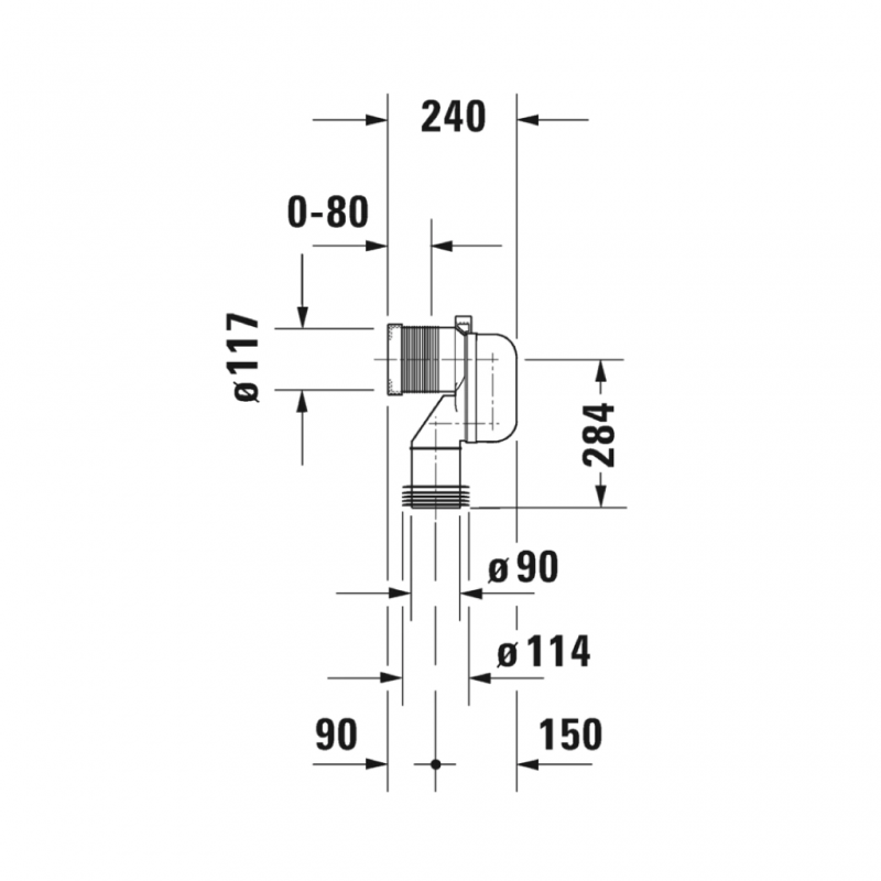 Bộ nối chuyển đổi đường xả dọc Duravit 588.45.961