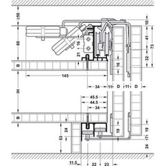 Bộ phụ kiện cửa trượt Hafele cho cửa 4 cánh 70VF A – 402.35.010