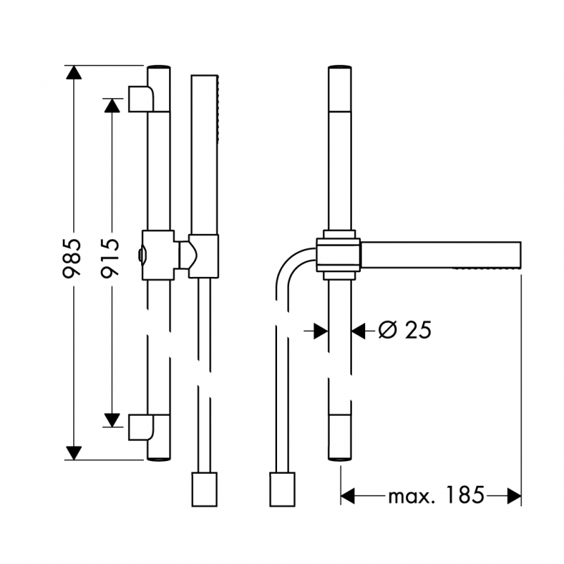 Bộ thanh treo sen tắm AXOR Starck - 27983000 589.29.724