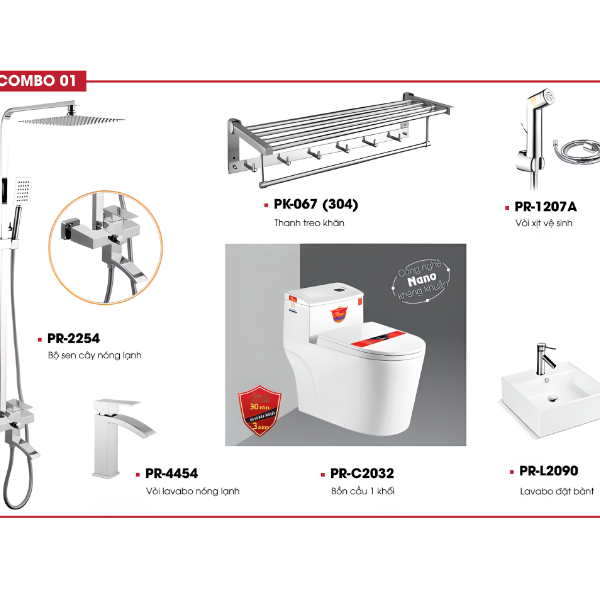 Bộ thiết bị phòng tắm cao cấp Proxia Combo 01