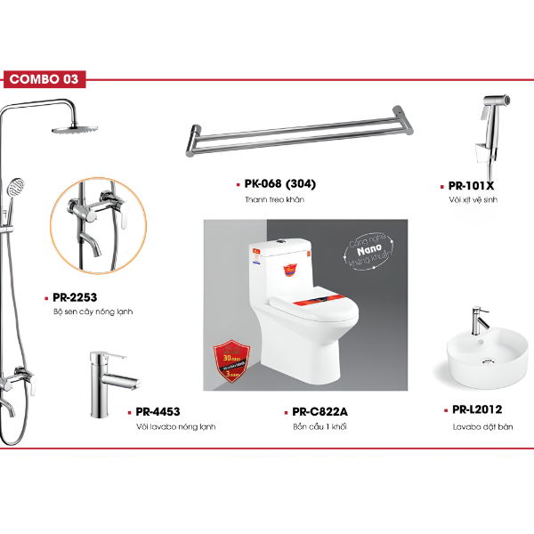 Bộ thiết bị phòng tắm cao cấp Proxia Combo 03