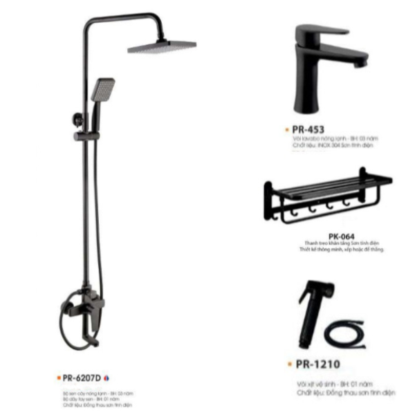 Bộ thiết bị phòng tắm cao cấp Proxia màu đen Combo 05