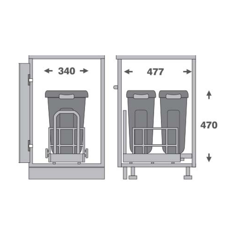 Bộ Thùng Rác và Nắp Tủ Cánh Mở 400mm Imundex 7 805 802
